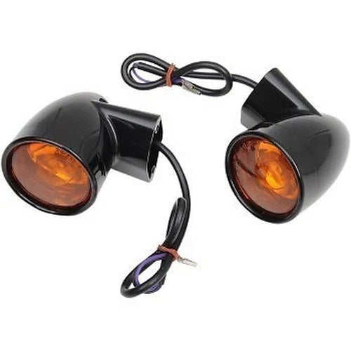 Drag Specialties 2020-0602 Black Amber Rear Bullet-Style Turn Signals
