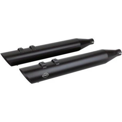 S&S Black 4" Slash Cut Slip-On Mufflers for Harley Touring & Trike 95-16