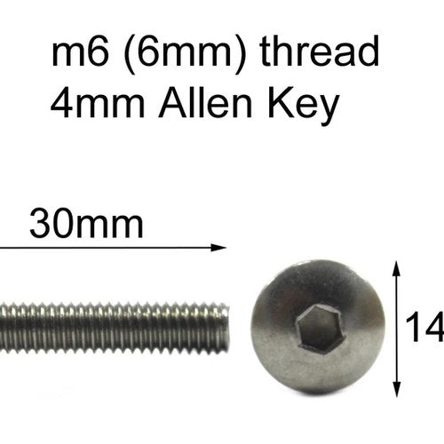 1x Stainless Fairing m6 x 30mm Pan Mushroom Button Dome Large Head Bolt