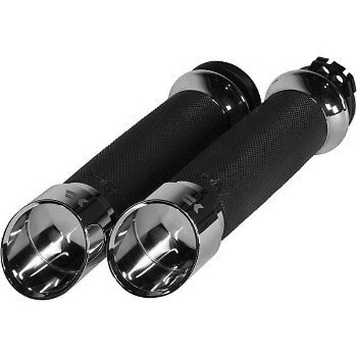 Khrome Werks 500260 Chrome Custom Contour Edge Grips Harley Cable Op Throttle