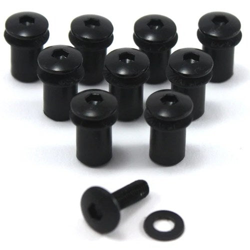 Black Motorcycle Screen Bolts Fairing Bolt Fixings & Well Nuts x 10