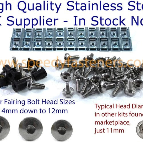 Triumph TT600 2000-2003 Stainless Fairing Bolts Clips Collars & Screen Bolt Kit