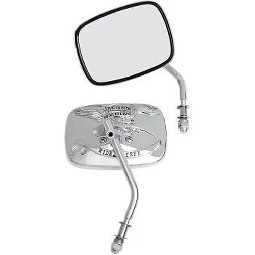 Drag Specialties 0640-0475 Chrome Live to Ride Mirrors for Harley 65-25