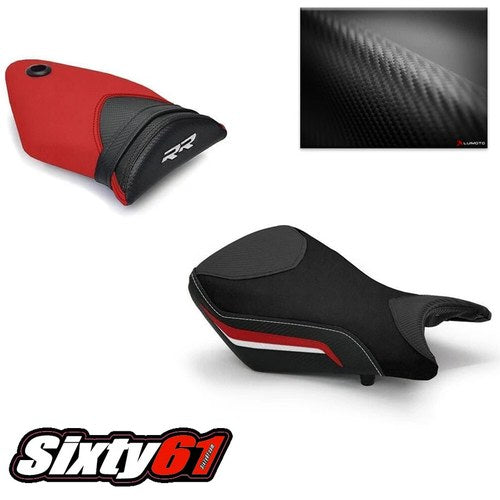 BMW S1000RR Seat Covers 2012 2013 2014 Technik Black Red Front Rear Luimoto