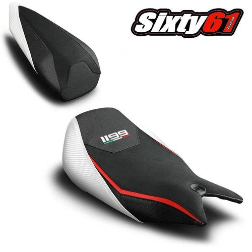 Ducati Panigale 1199 Seat Covers 2011-2015 Luimoto White Veloce Front Rear Black