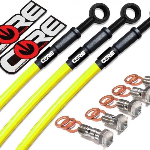 Kawasaki ZX12R Brake Lines 2000 2001 2002 2003 Front-Rear Yellow Steel Kit