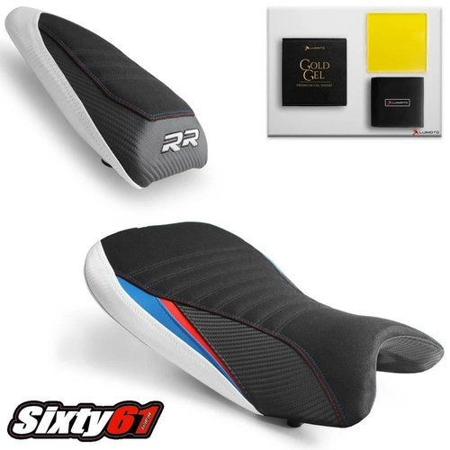 BMW S1000RR Seat Covers with Gel 2019-2025 Luimoto Motorsports White Black Red