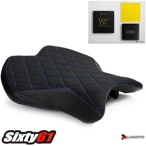Yamaha R6 Seat Cover with Gel 2017-2023 2024 2025 Luimoto Front Suede Blue Black