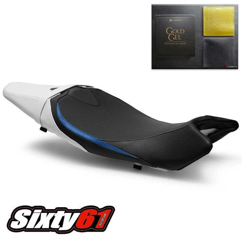 Suzuki SV650 Seat Cover with Gel 2016-2022 2023 2024 2025 Luimoto White Blue