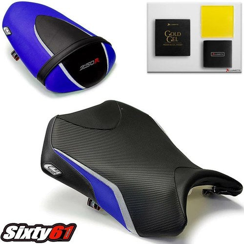 Kawasaki Ninja 250R Seat Covers with Gel 2008-2010 2011 2012 Luimoto Blue Black
