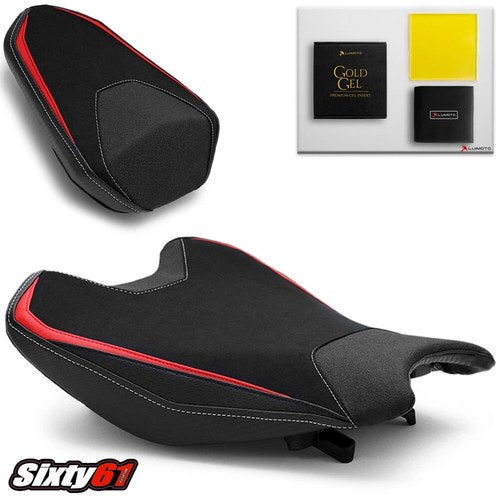 Honda Cbr 1000RR Seat Covers with Gel 2017-2026 Luimoto Suede Red White Stitch