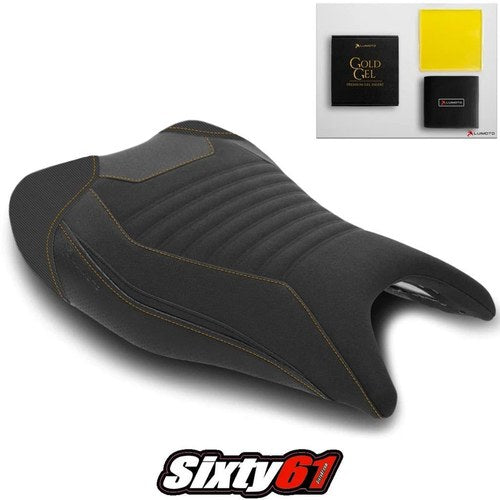 Suzuki Hayabusa Seat Cover and gel 2021-2025 Luimoto Black Orange Tec-Grip Suede