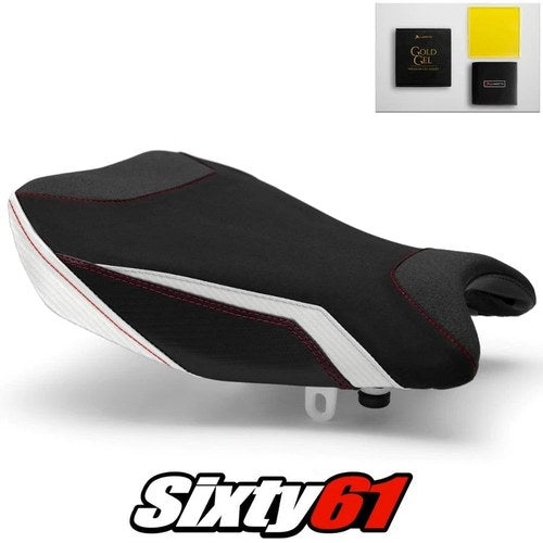 Suzuki Gsxr 1000 Seat Cover and Gel 2017-2024 Red White Luimoto Tec-Grip Suede