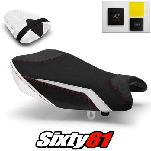 Suzuki Gsxr 1000 Seat Covers Gel 2017-2023 2024 Red White Luimoto Tec-Grip Suede