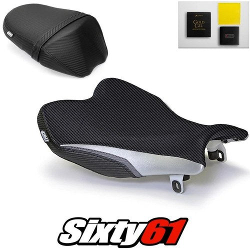 Gsxr 1000 Seat Covers with Gel 2009-2015 2016 Suzuki Black Silver Luimoto Carbon