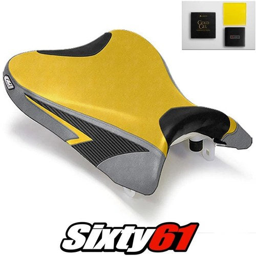 Suzuki Gsxr 600 750 Seat Cover with Gel 2008 2009 2010 Yellow Luimoto Carbon