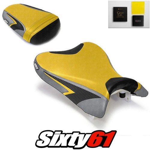 Suzuki Gsxr 600 750 Seat Covers with Gel 2008 2009 2010 Yellow Luimoto Carbon