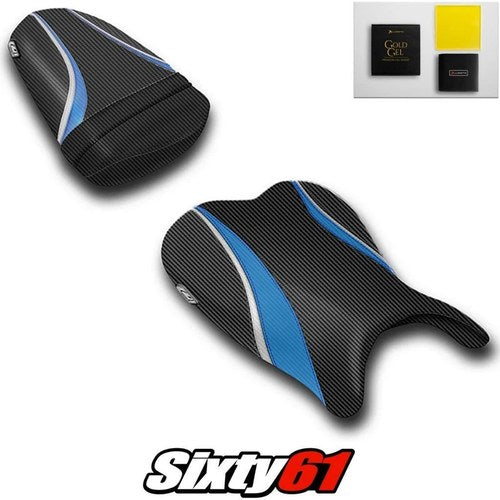 Suzuki Gsxr 600 750 Seat Covers with Gel 2006 2007 Black Blue Luimoto Carbon