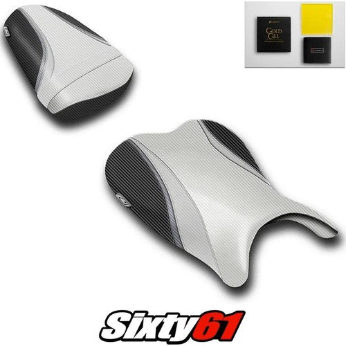Suzuki Gsxr 600 750 Seat Covers with Gel 2006 2007 White Luimoto Carbon Fiber