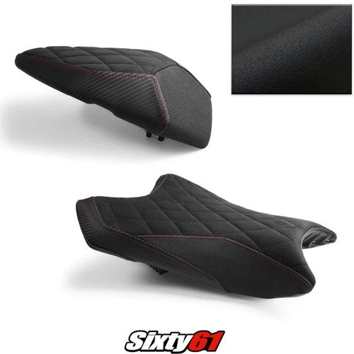 Kawasaki ZX6R Seat Cover 2019-2026 Front Rear Black Red Luimoto Tec-Grip Suede
