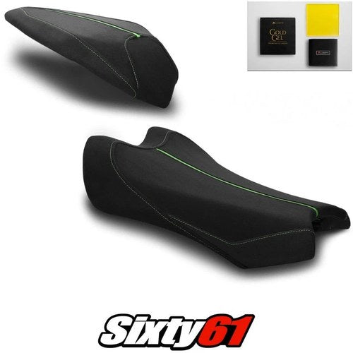 Kawasaki ZX10R Seat Covers with Gel 2021-2026 GP Black Luimoto Tec-Grip Suede