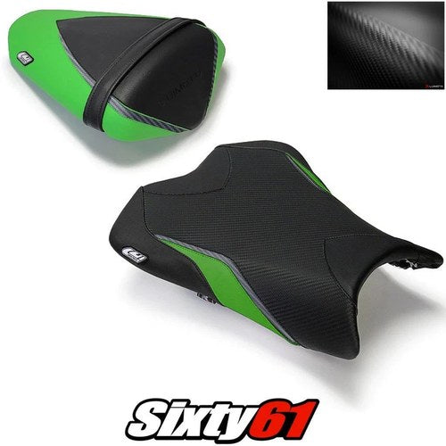 Kawasaki ZX6R Seat Cover 2009-2011 2012 Front Rear Black Green Luimoto Carbon