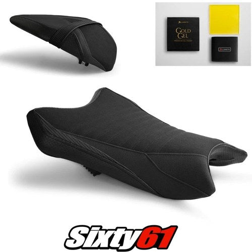 Kawasaki ZX6R Seat Covers and Gel 2019-2025 2026 Black Luimoto Tec-Grip Suede