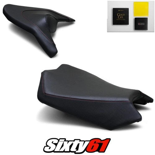 Aprilia Tuono Seat Covers and Gel 2011-2018 2019 2020 Black Red Luimoto Carbon