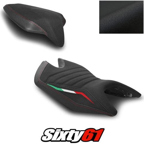 Aprilia Tuono RS 660 Seat Covers 2021-2025 2026 Black Red Luimoto Tec-Grip Suede