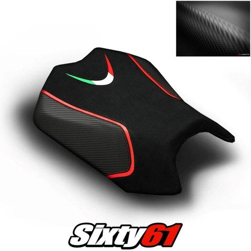 Aprilia Tuono Seat Cover 2011-2019 2020 Front Black Red Luimoto Carbon Suede