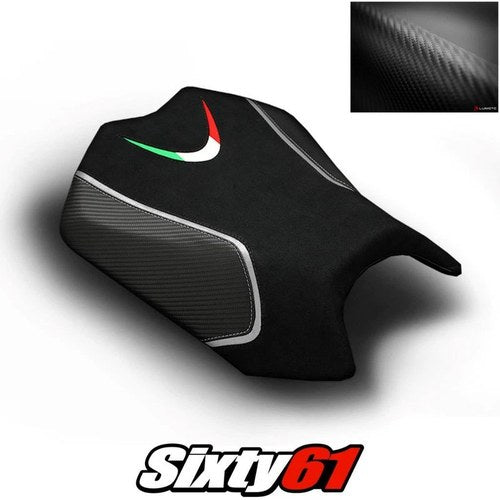 Aprilia Tuono Seat Cover 2011-2019 2020 Front Black White Luimoto Carbon Suede