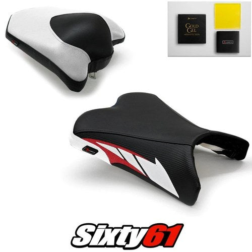 Yamaha FZ6R Seat Covers and Gel 2009-2015 2016 2017 White Red Luimoto Carbon