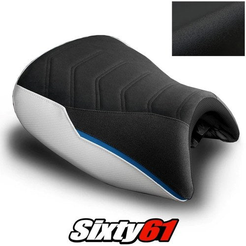 BMW K1600GT Seat Cover 2010-2025 2026 Front White Blue Luimoto Tec-Grip Suede