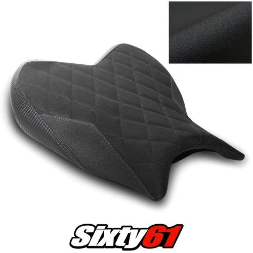 Yamaha R7 Seat Cover 2021-2025 Front Black Blue Stitch Luimoto Tec-Grip Suede