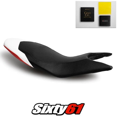 Ducati Hypermotard Seat Cover and Gel 2013-2017 2018 Black White Luimoto Carbon