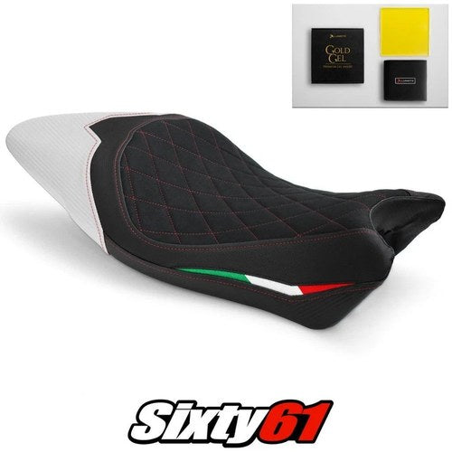 Ducati Monster 797 Seat Cover and Gel 2017-2019 2020 White Luimoto Suede Carbon
