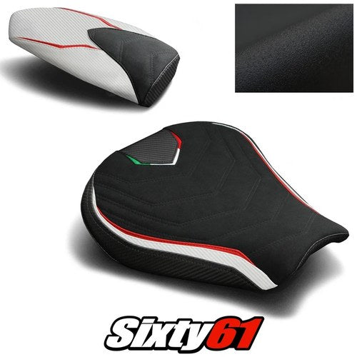 MV Agusta F3 675 800 Seat Covers 2012-2018 2019 2020 Black White Luimoto Suede