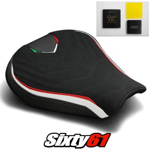 MV Agusta F3 675 800 Seat Cover and Gel 2012-2019 2020 Black White Luimoto Suede