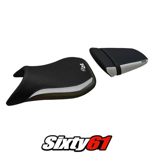 Yamaha Yzf R6 2003 2004 2005 Seat Cover Tappezzeria Silver Black 03 04 05