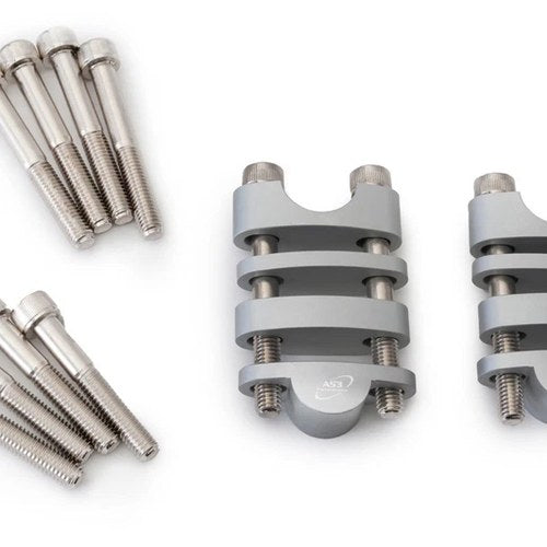 AS3 Performance 22.2MM Handlebar Raisers Risers Kit 20mm-35mm Silver
