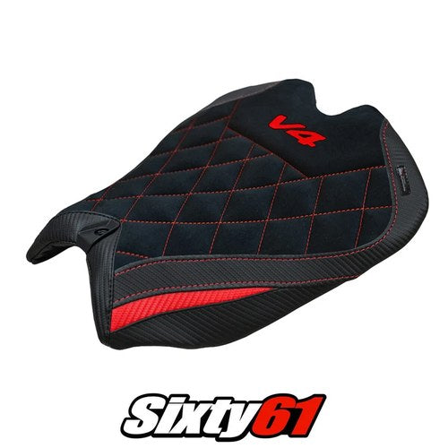 Ducati Panigale V4 2026 Seat Cover Tappezzeria Suede Special Edition Black Red