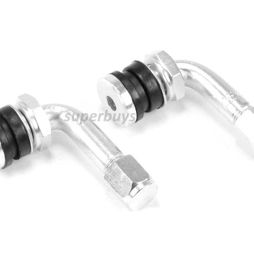 2pcs Silver 90 Degree Motorcycle Schrader Valve Tubeless 11.3mm Rim Hole Tyre