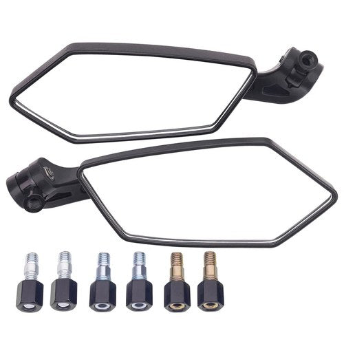 Universal Black Motorcycle Rearview Rear View Side Mirror 8mm 10mm Cruiser ATV