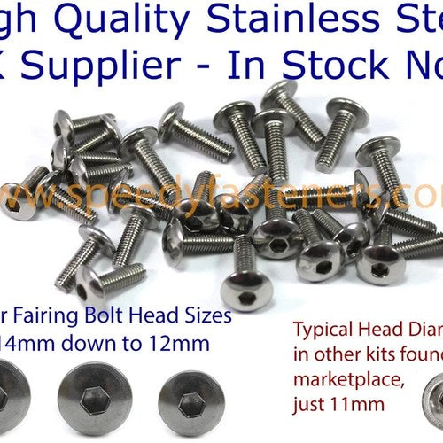 Yamaha R6 2008-16 Upgraded Stainless Steel Fairing Bolts & Screen Bolt Only Kit