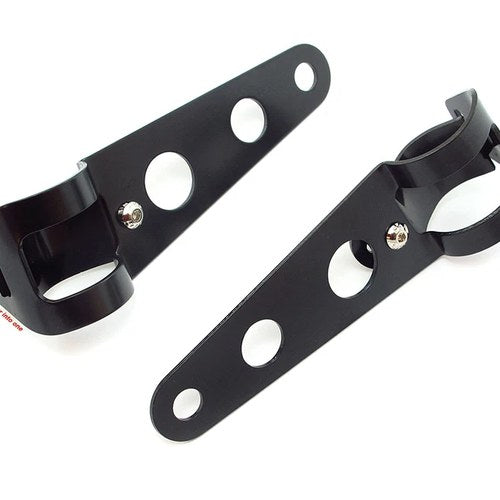 Universal Black Cafe Racer Motorcycle Headlight Brackets - Fits 30mm - 38mm