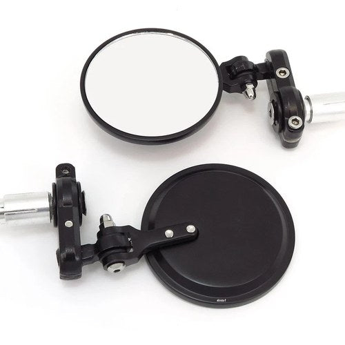 Folding Bar End Motorcycle Mirrors 3" Black Aluminum 7/8" Bars Cafe Racer
