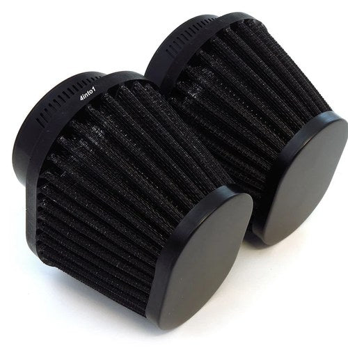 2 Pack Motorcycle Performance Tapered Oval Pod Air Filter Intake 54mm ID Black