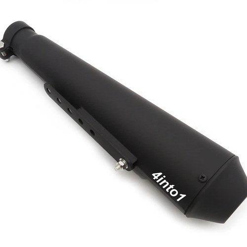 17" Reverse Cone Megaphone Cafe Shorty Muffler Flat Black 1.5" to 1.75" Reducer