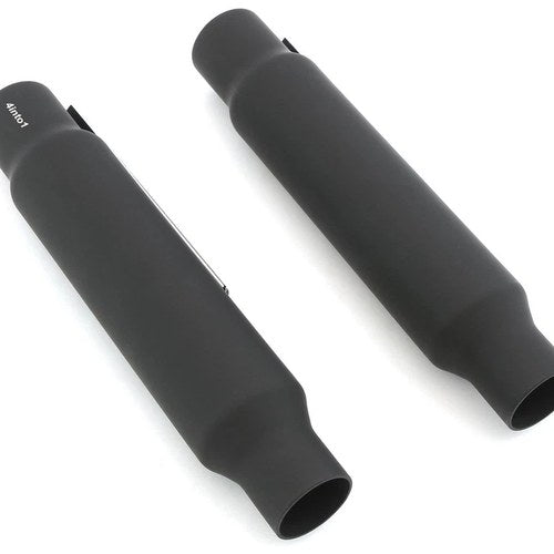 Set of 2 Slip on Shorty Mufflers Flat Black Custom Cafe Chopper Motorcycle Short