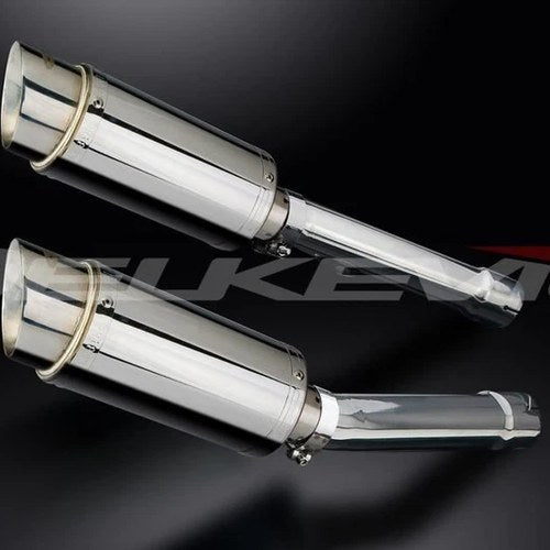 Delkevic Mini 8" Stainless Round Mufflers - Honda CBR1100XX Blackbird 1996-2009